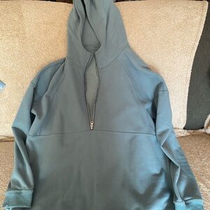 Sage green hoodie with 3/4 zipper